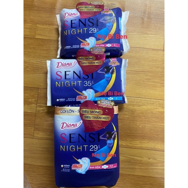 [Mặt Bông] Băng vệ sinh Diana Sensi Night ban đêm 35cm 3 miếng/gói