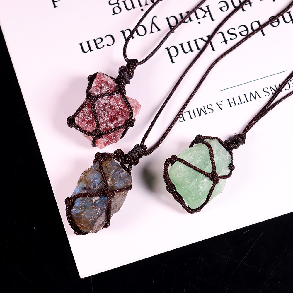 Mặt Vòng cổ Đá Thạch Anh Pha Lê Tự Nhiên Có Túi Đựng