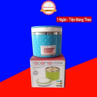 Cà mên giữ nhiệt 1 ngăn inox 2 lớp TEDEMEI Đài Loan - Cặp lồng cơm giữ nhiệt 2 ngăn ruột inox ( giữ nhiệt 3 - 5 tiếng )