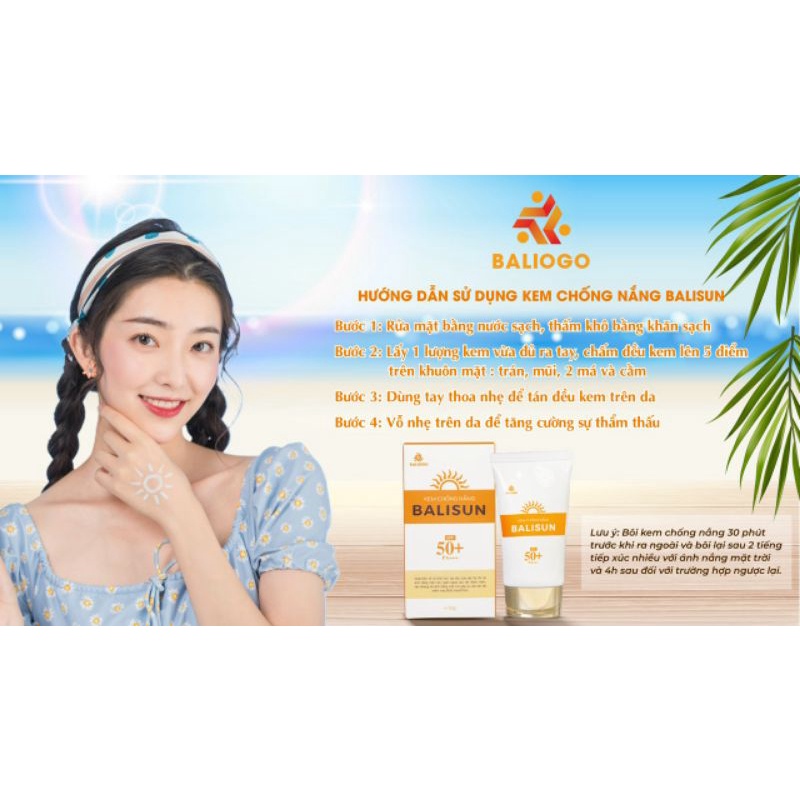 KEM CHỐNG NẮNG BALISUN SPF50+ PA+++ ngăn tia UV không lo sạm nám 50g.