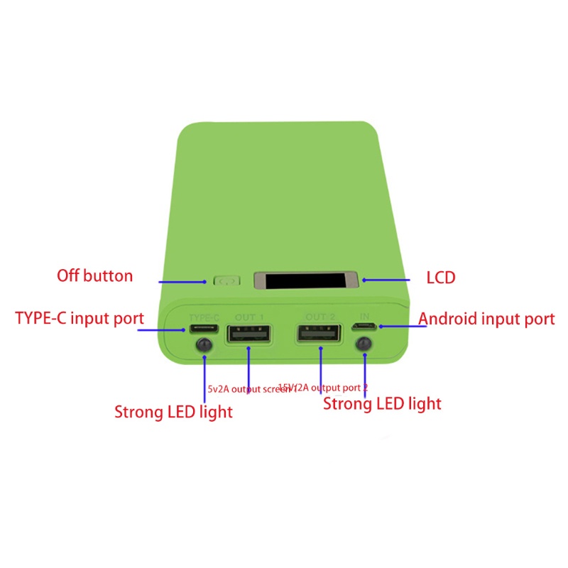 Vỏ Pin Sạc Dự Phòng Hai Cổng Usb 8x18650 Diy Cho Điện Thoại Ốp