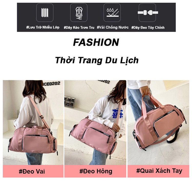 Túi xách du lịch nam nữ ZAJA cỡ lớn thời trang gập gọn nhiều ngăn đựng giày phong cách đeo vai ulzzang