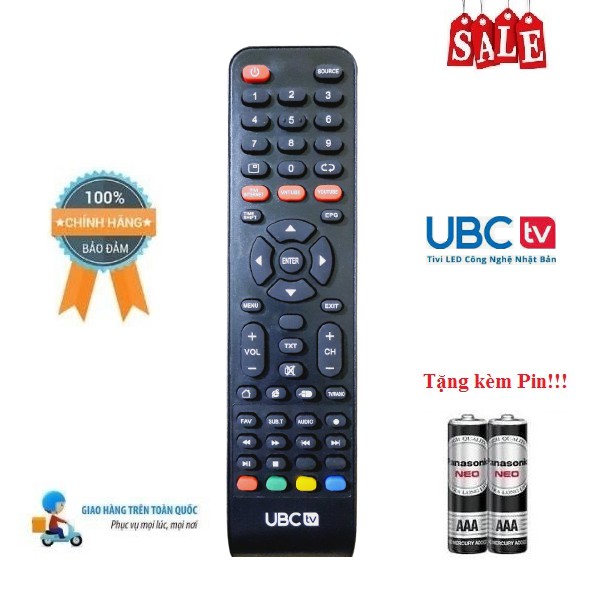 Remote Điều khiển tivi UBC TV các dòng LED/LCD/Smart TV- Hàng mới chính hãng UBC Tặng kèm Pin