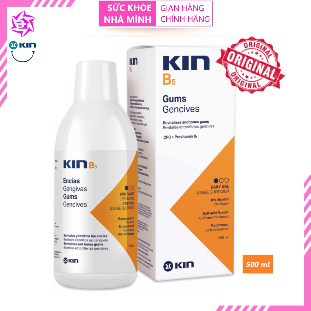 SKNM | Súc miệng Kin B5 ® 500ml - PHỤC HỒI MÔ NƯỚU & MEN RĂNG - KinB5 Sử Dụng Hàng Ngày