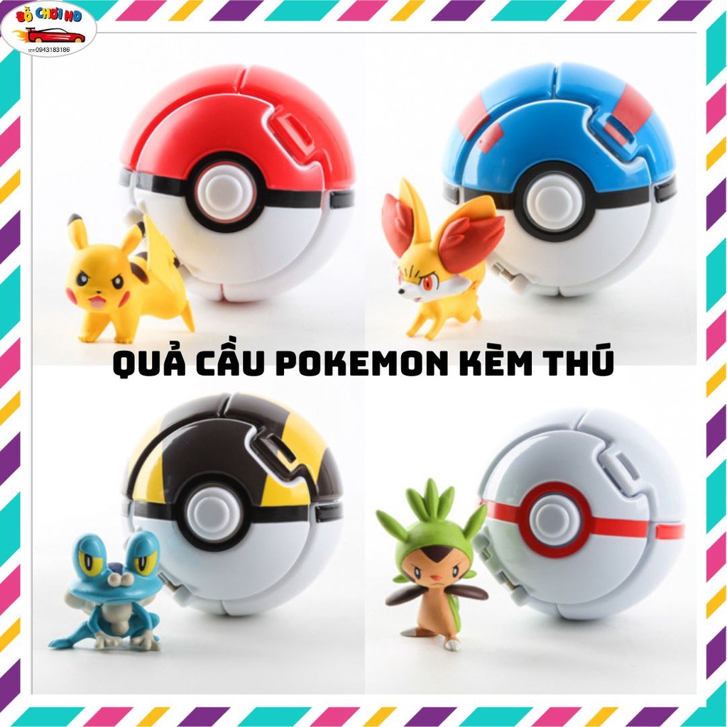 Quả cầu pokemon tự ném thú, mô hình pokemon 4-5cm, đồ chơi pokemon dành cho bé