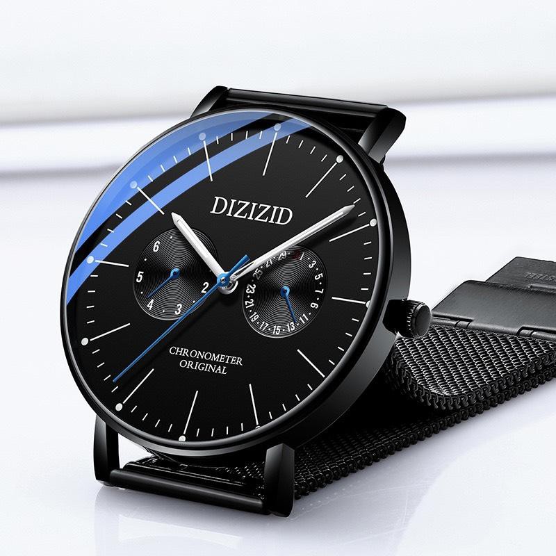 Đồng Hồ Nam DIZIZID Dây Thép Lụa Đen Cao Cấp