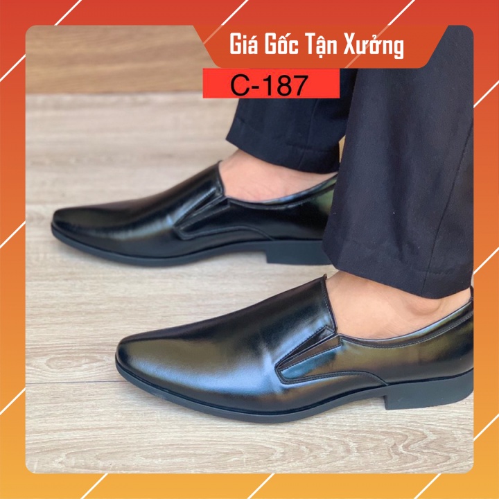 Giày trơn công sở nam ,đế cao su khâu vùng quanh mặt đế, bảo hành 12 tháng
