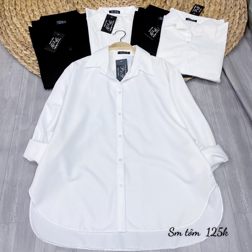 SM ĐUÔI TÔM BIGSIZE NỮ tay dài vải kate lụa mềm mịn, vai nữ chuẩn công sở, bigsize nấm cô nương