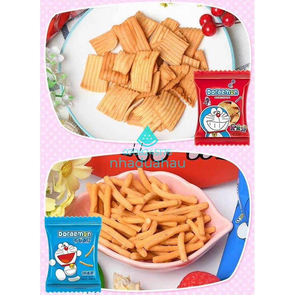 Một gói ăn vặt bim bim/ snack Doremon Hongkong gói to khổng lồ gồm 36 gói nhỏ bên trong mix 6 vị 450g