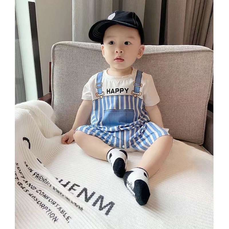 Bộ Áo Liền Quần Tay Ngắn Thời Trang Mùa Hè Phong Cách Hàn Quốc Cho Trẻ Sơ Sinh