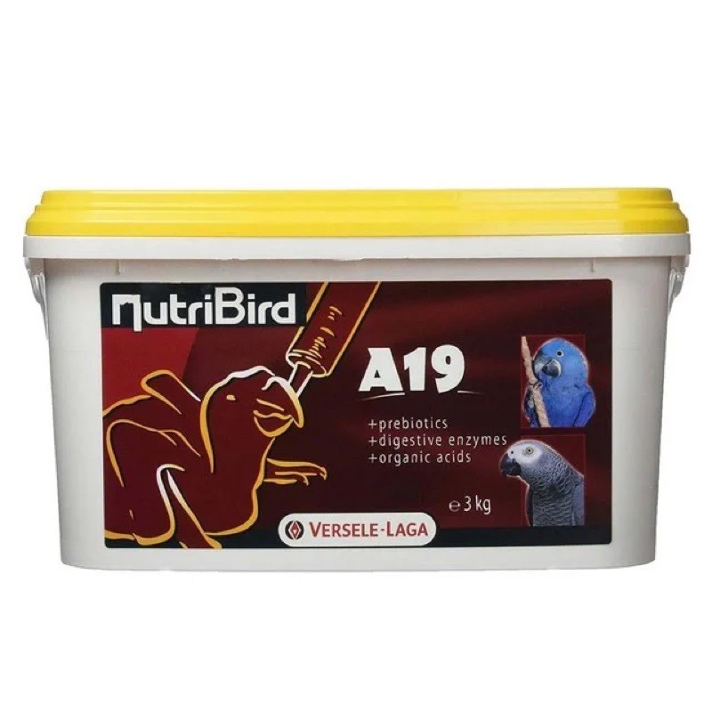 [mẫu mới] BỘT NUTRI A19 thùng 3kg nguyên seal cho vẹt non [date: 3/2023]. Xuất xứ: Bỉ 🇧🇪