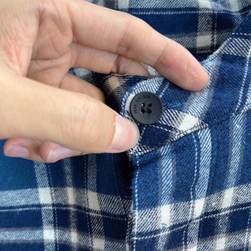 Áo flannel Fear of God Plaid Pullover Henley Dad Shirt Blue/Red cao cấp full tag túi, áo sơ mi FOG