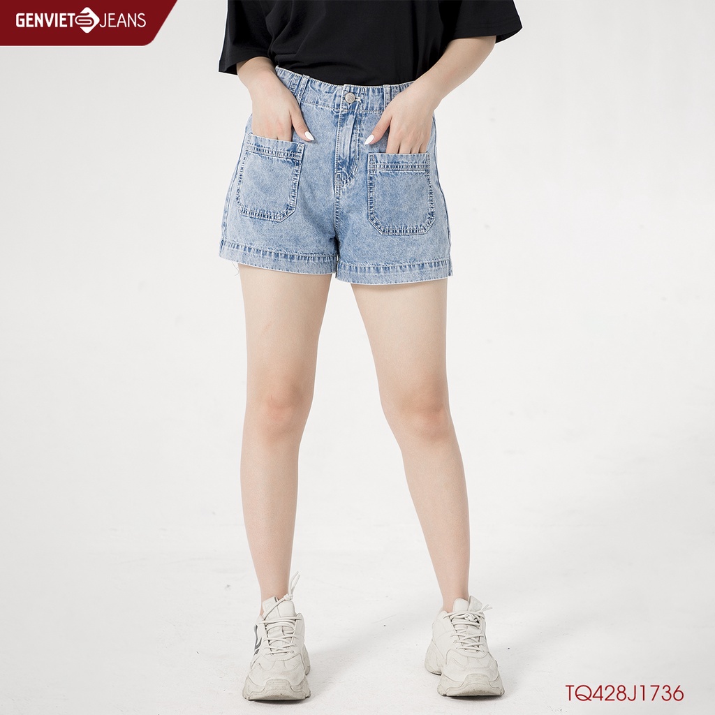 Quần Sooc Jeans Nữ Dáng A GENVIET TQ428J1736