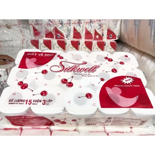 Giấy vệ sinh Silkwell 15 cuộn 3 lớp có lõi cao cấp, siêu mềm mịn