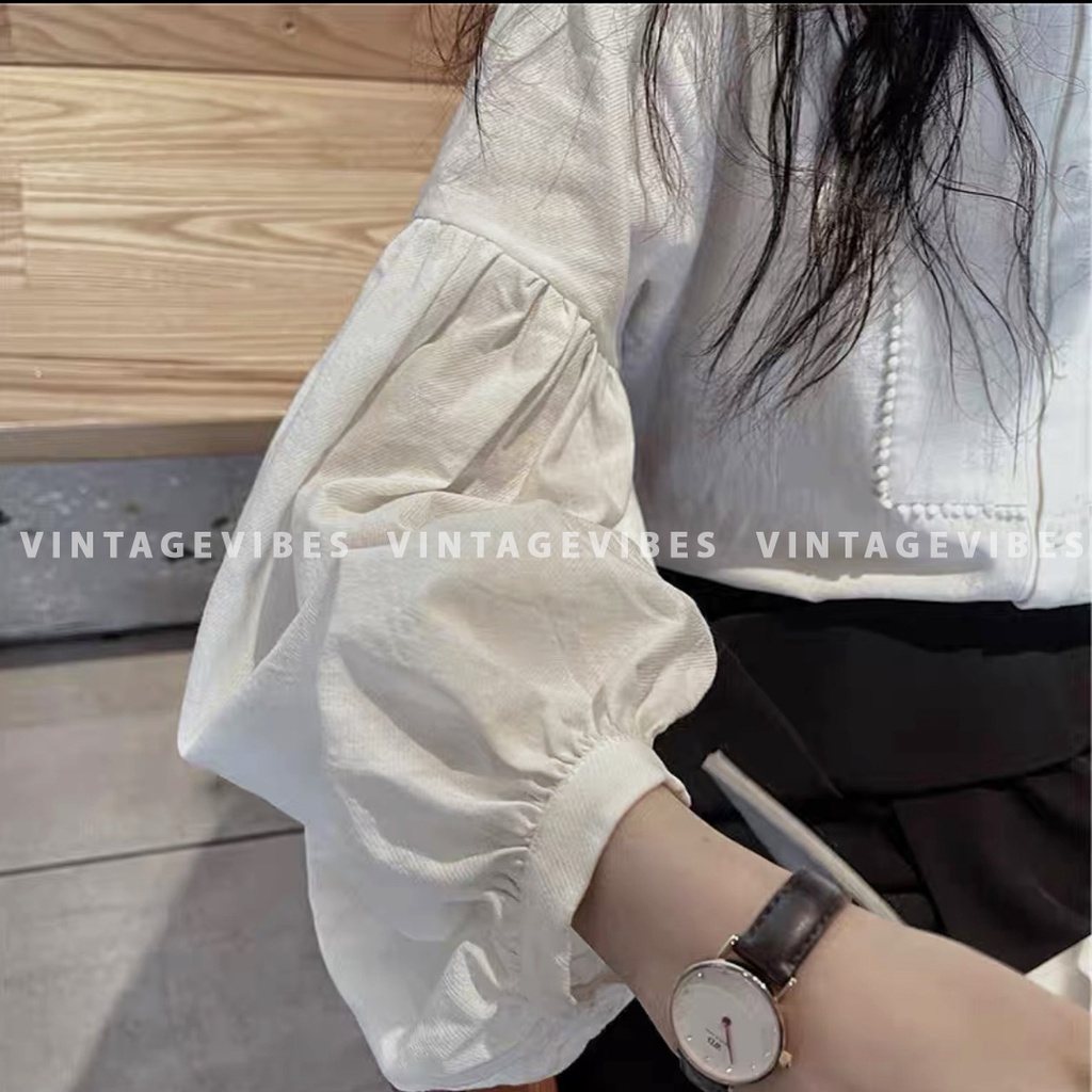 Áo sơ mi cổ tàu tay phồng Hàn Quốc Ulzzang (hàng QC) - Ảnh thật + Video thật