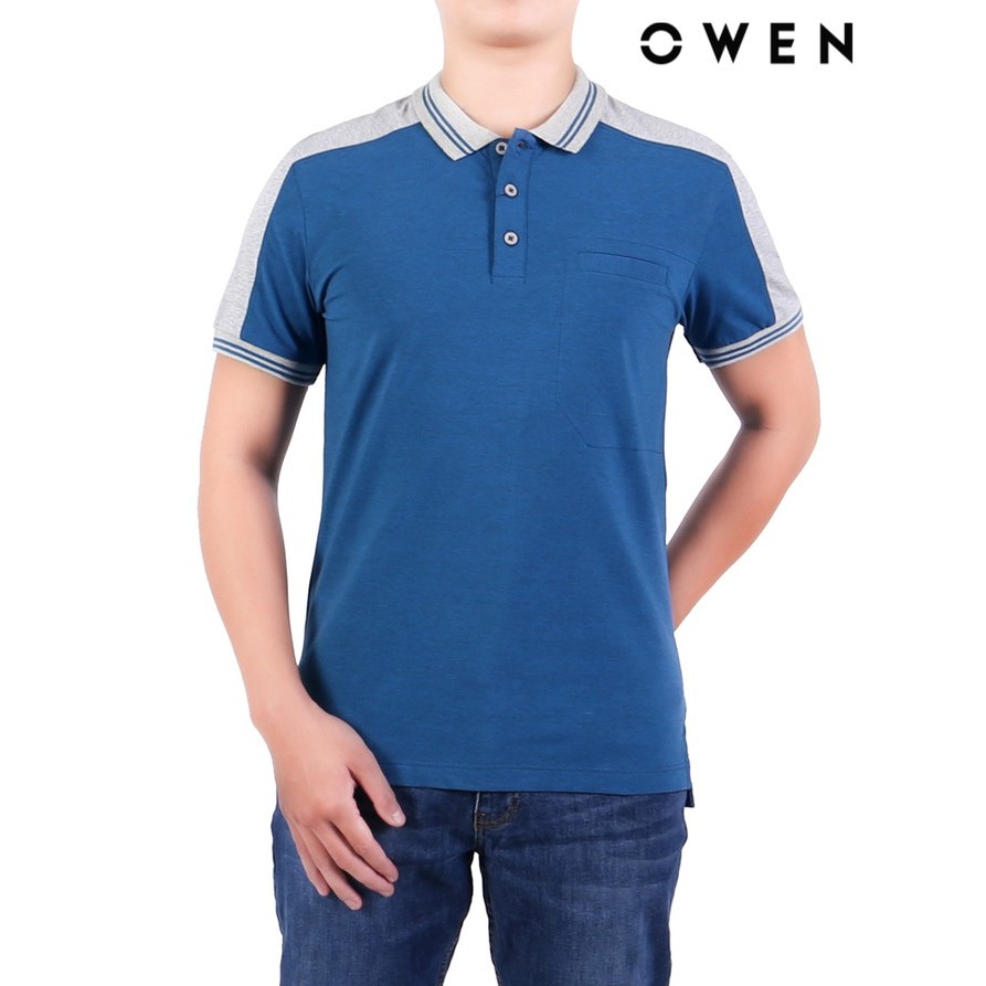 Áo polo ngắn tay Owen Cotton Bodyfit màu xanh - APV20251KG