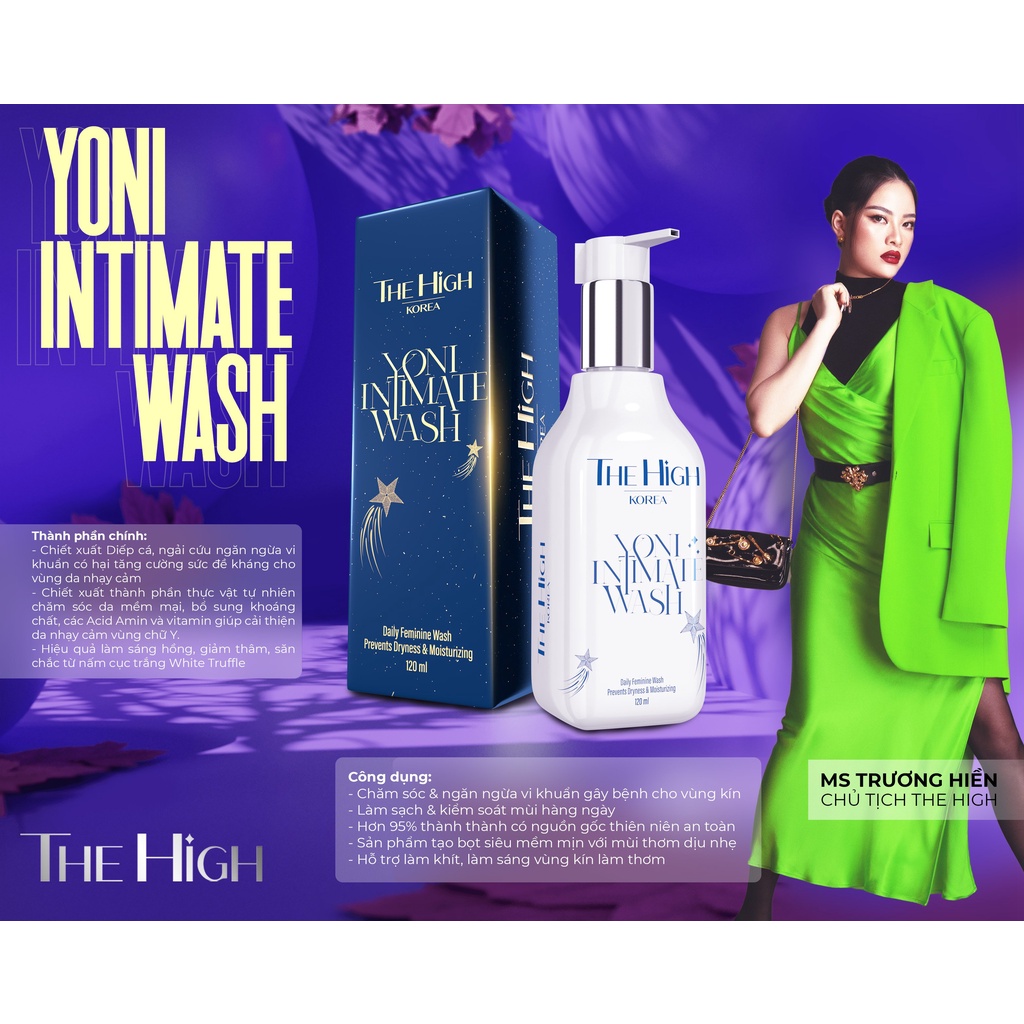 Tinh chất phụ khoa yoni the high las beauty chai 120ml dung dịch vệ sinh phụ nữ