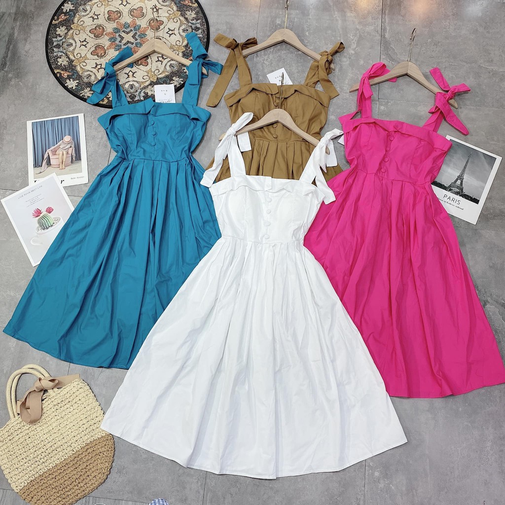 Váy 2 Dây Buộc, đệm ngực 4 màu siêu chảnh ( kèm ảnh thật ) | BigBuy360 - bigbuy360.vn
