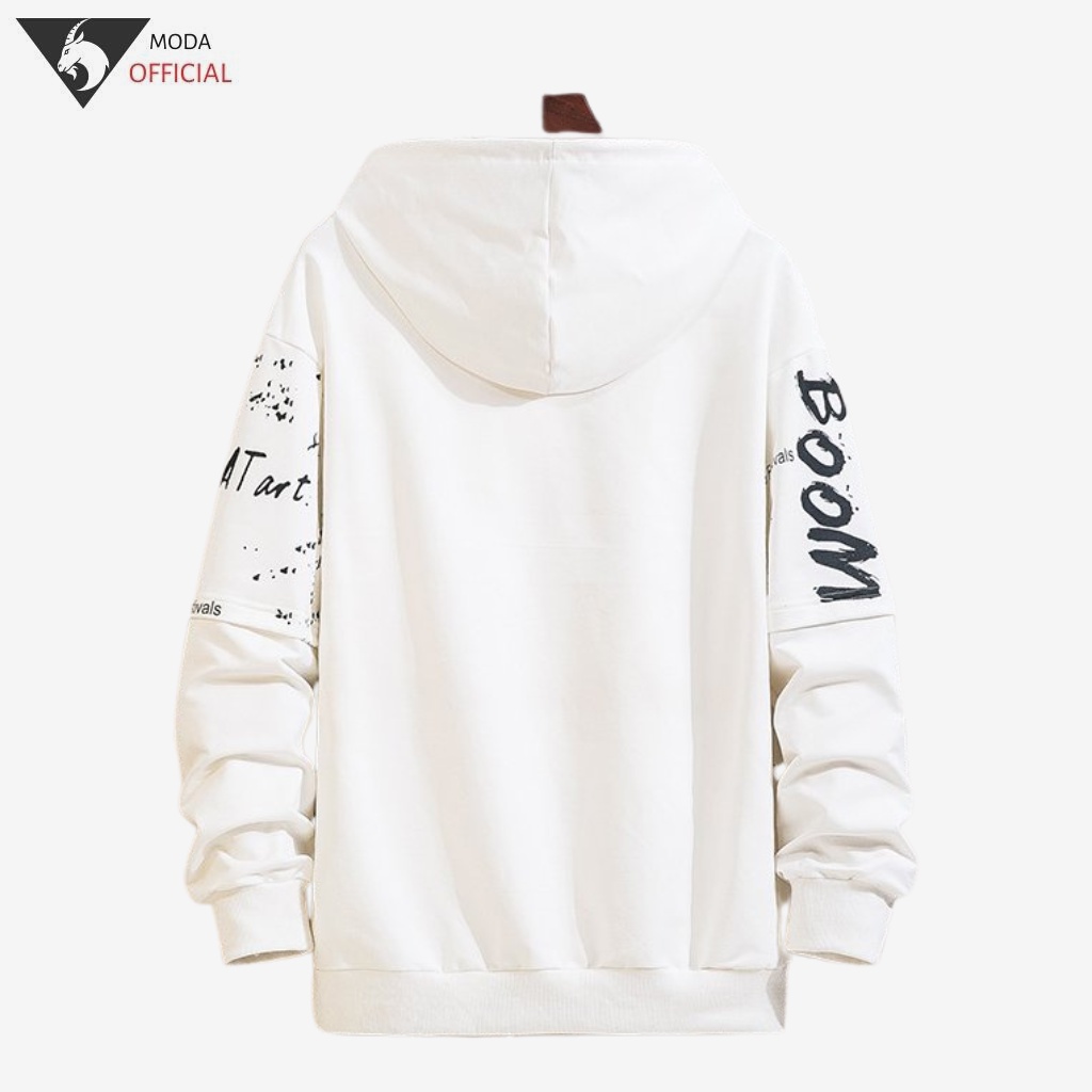 Áo Hoodie - Áo Nỉ Nam Nữ MODA In Hình Chữ BOOM Phong Cách Trẻ Trung Năng Động Tay Dài Vãi NỈ 2 Màu Trắng, Đen