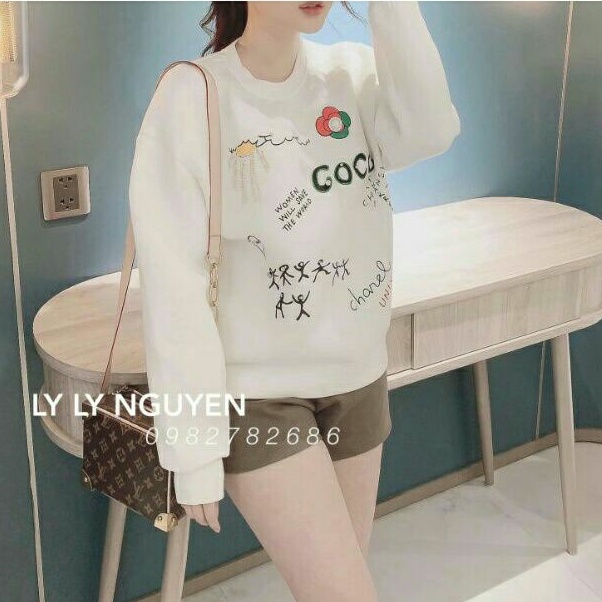 ÁO Nỉ NỮ THỤNG COCO , Áo Nỉ Dài Tay Dáng Thụng Xịn Sò