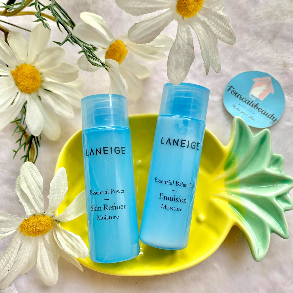 Combo Nước Hoa Hồng &amp; Sữa Dưỡng Cân Bằng Da, Kiểm Soát Bã Nhờn Laneige Essential Balancing Emulsion / Toner