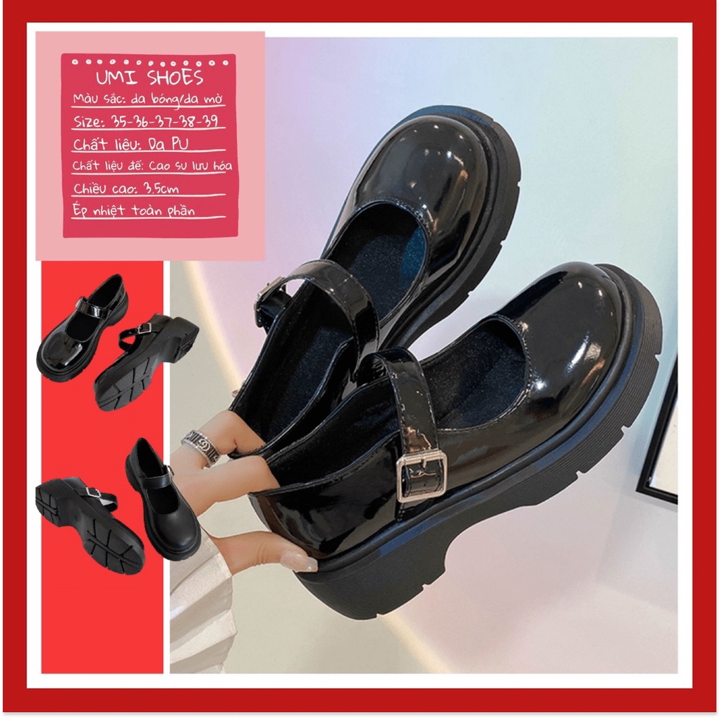 ★ ᗩᗰᗩᘔ𝗜ᑎ𝗚 𝗦𝗛𝗢𝗘𝗦 ★ Giày Mary Jane nữ ulzzang đế bằng cao 3.5cm búp bê dáng Lolita cute quai cài ngang da bóng/mờ m
