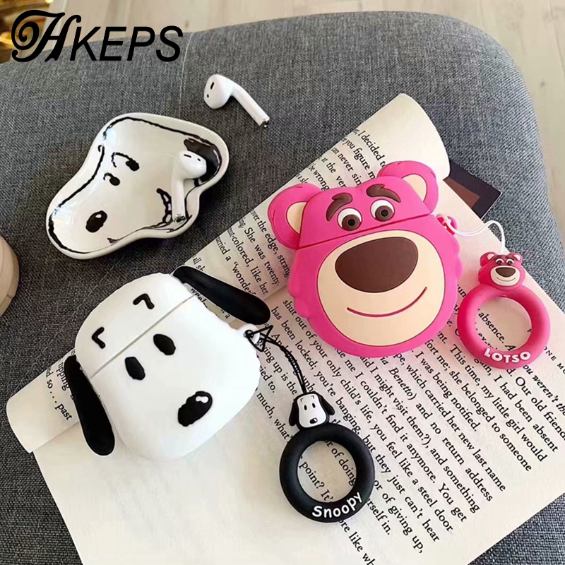 Hộp bảo vệ tai nghe không dây Airpods họa tiết gấu dễ thương