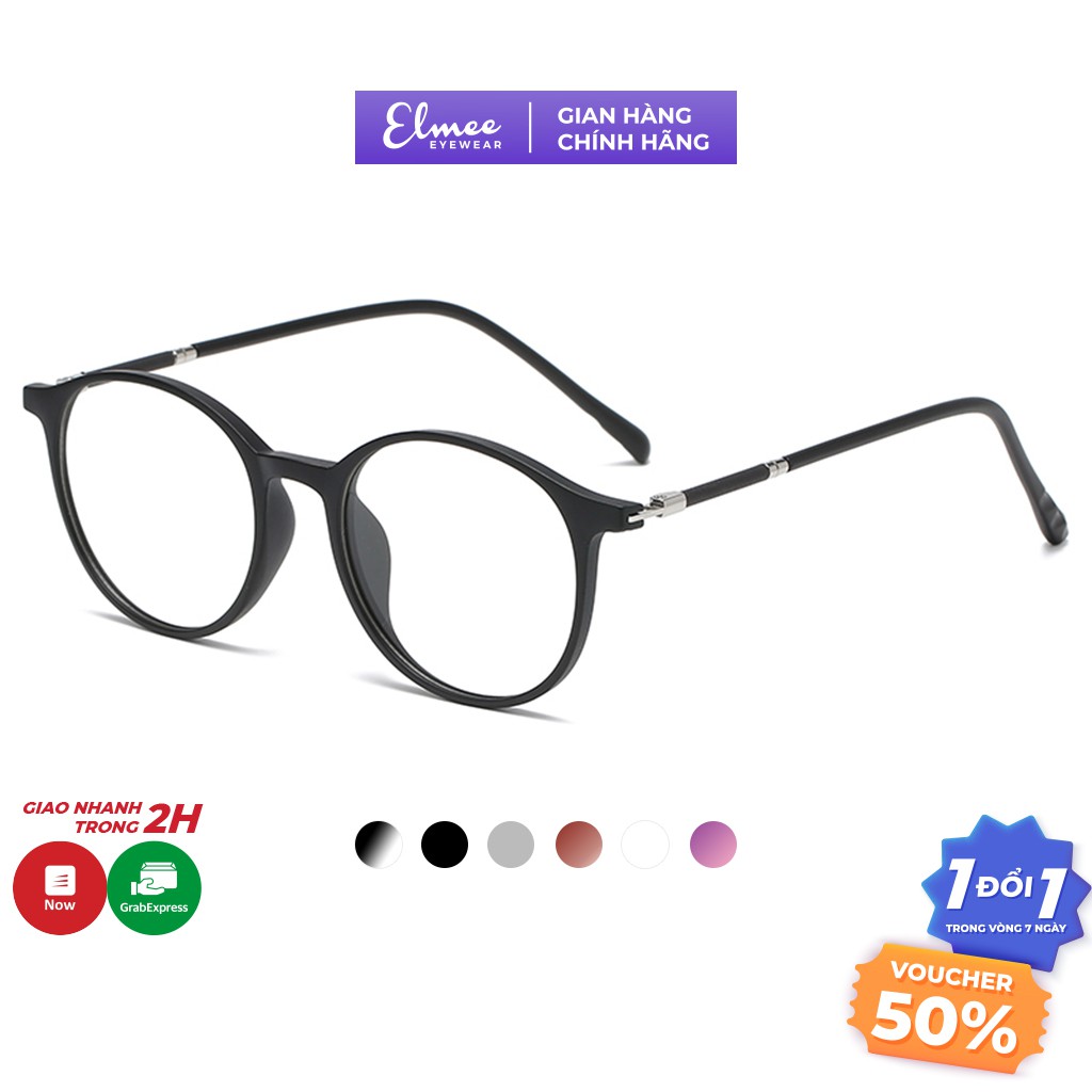 Gọng kính cận thời trang Elmee mắt tròn nam nữ chất liệu nhựa phối kim loại, màu sắc hot trend - E8151