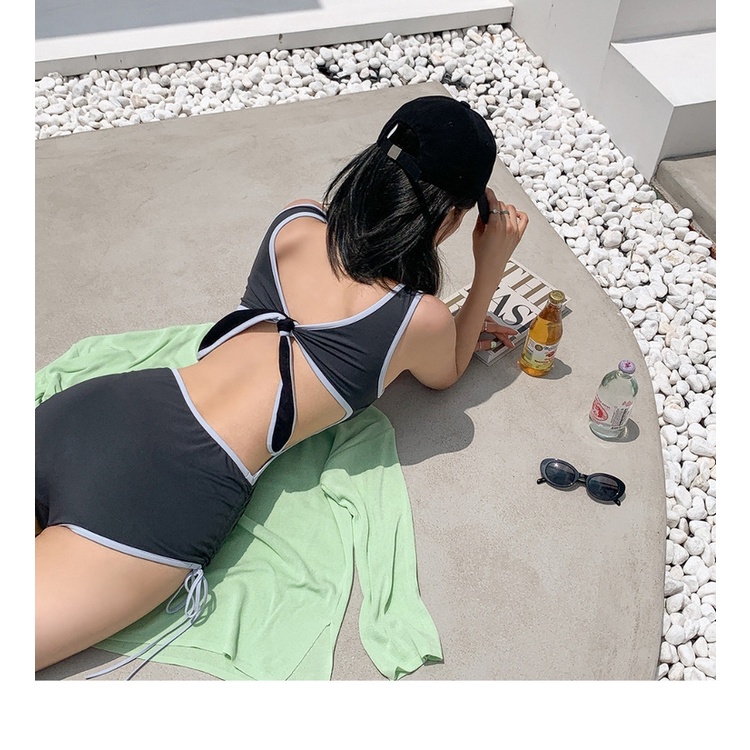 Bikini 1 mảnh hở lưng khoét eo đồ bơi đi biển liền thân kín đáo sexy Hàn Quốc nâng ngực 2623 DK11T203