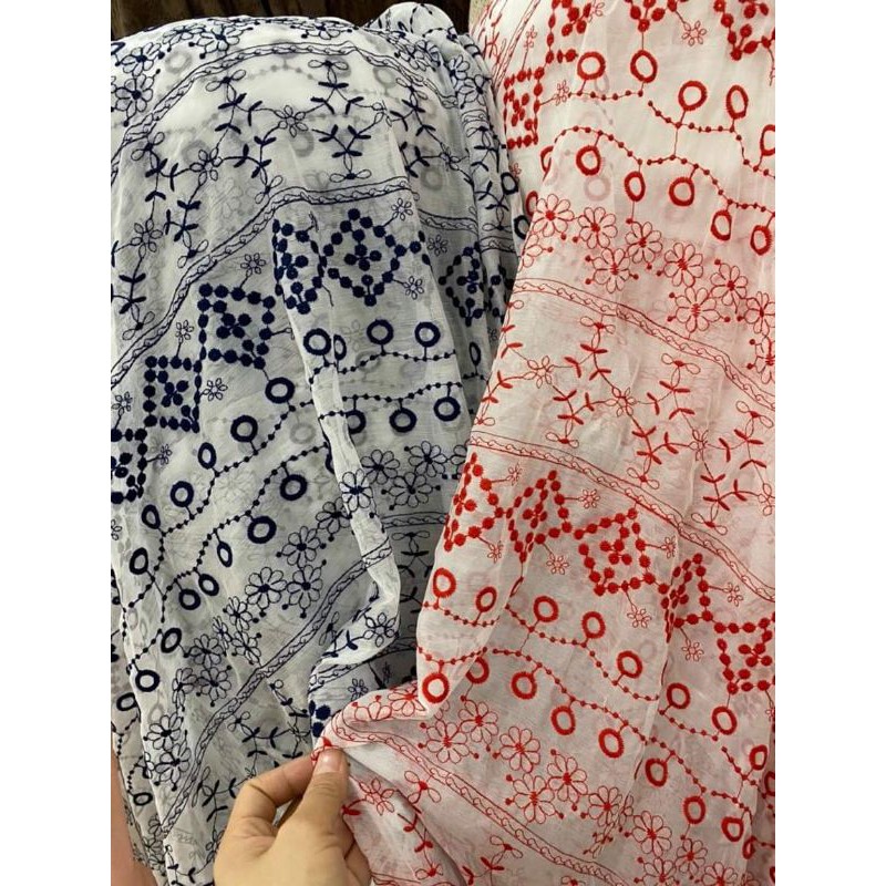 vải voan tơ thêu chỉ