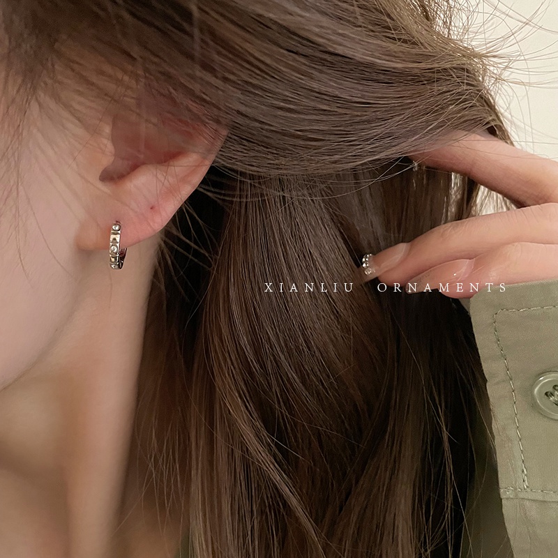Khuyên Tai Đính Đá Zircon Phong Cách Harajuku Tinh Tế Thiết Kế Tinh Tế Thời Trang Mới Cho Nữ