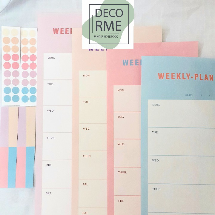 Lịch kế hoạch, lịch planner dán tường kèm sticker dụng cụ văn phòng phẩm DecorMe