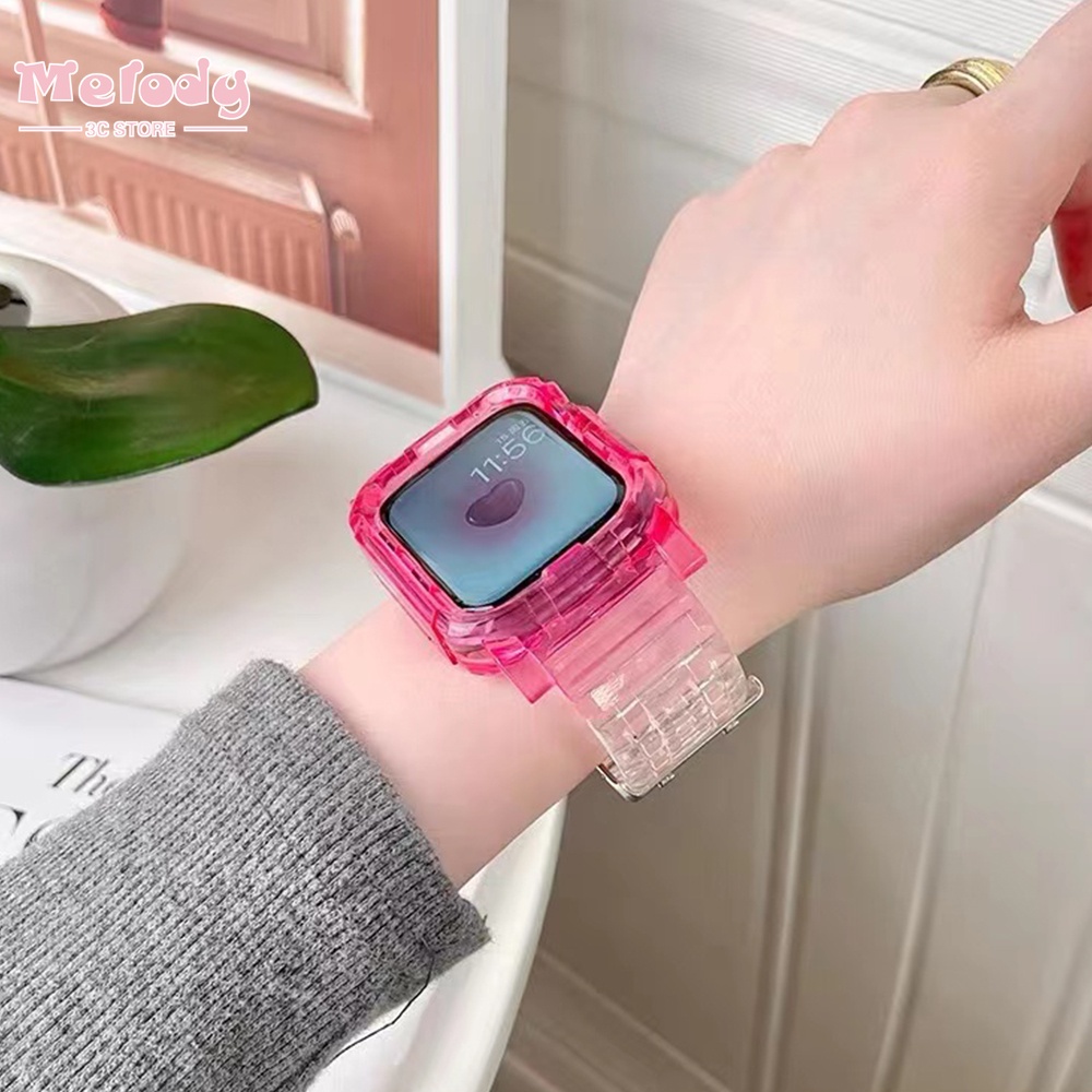 Dây Đeo Trong Suốt Hai Màu Cho Đồng Hồ Thông Minh series 7 / 6 / SE / 5 / 4 / 3 Kích Thước 45 / 44 / 42 / 41 / 40 / 38mm