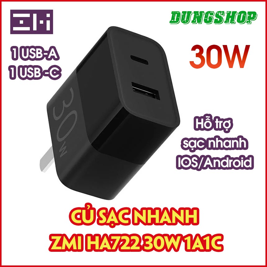 Củ sạc nhanh ZMI HA722 30W 1A1C (Đen)