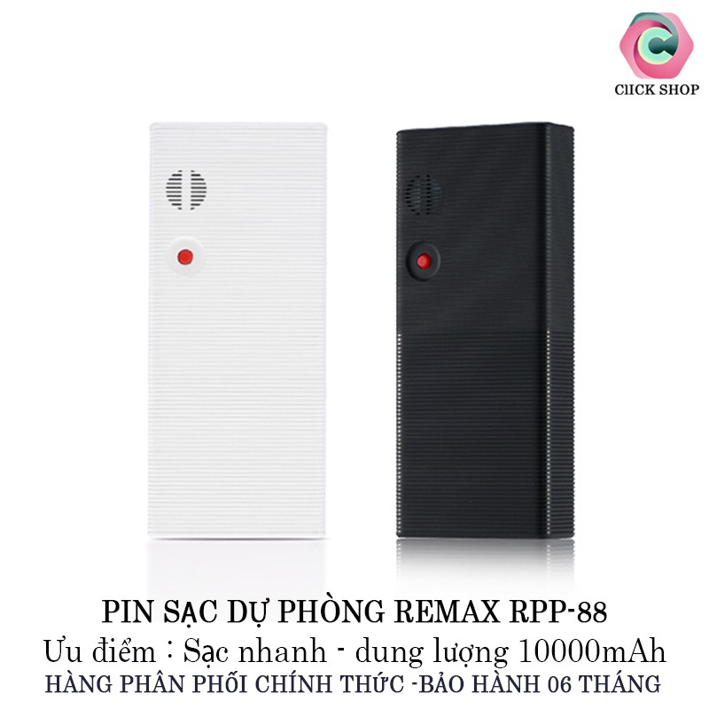 Pin sạc dự phòng Remax RPP-88 10000mah có 1 cổng USB