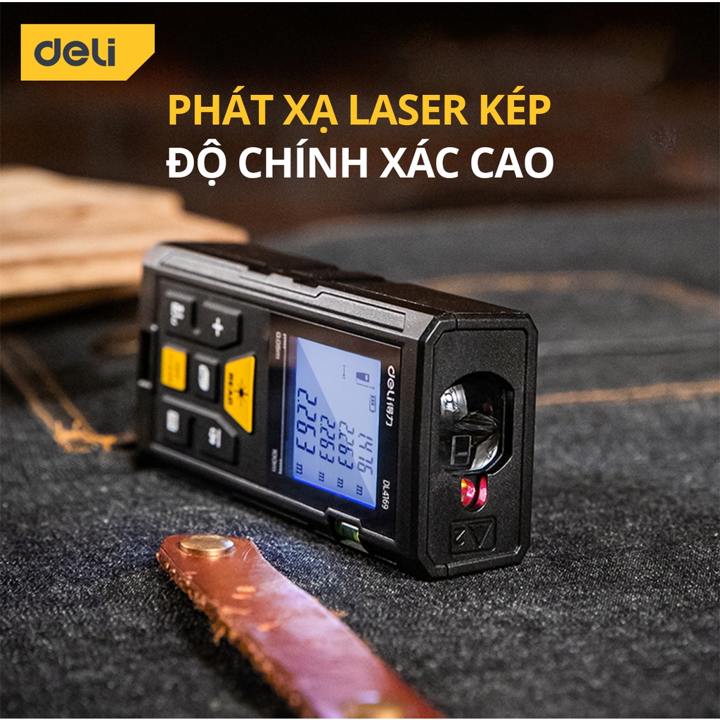 Máy Đo Khoảng Cách Laser Deli Chính Hãng Loại 40m / 50m / 60m Đa Năng - Dễ Dàng Sử Dụng Từ Xa - DL331050P / EDL4168