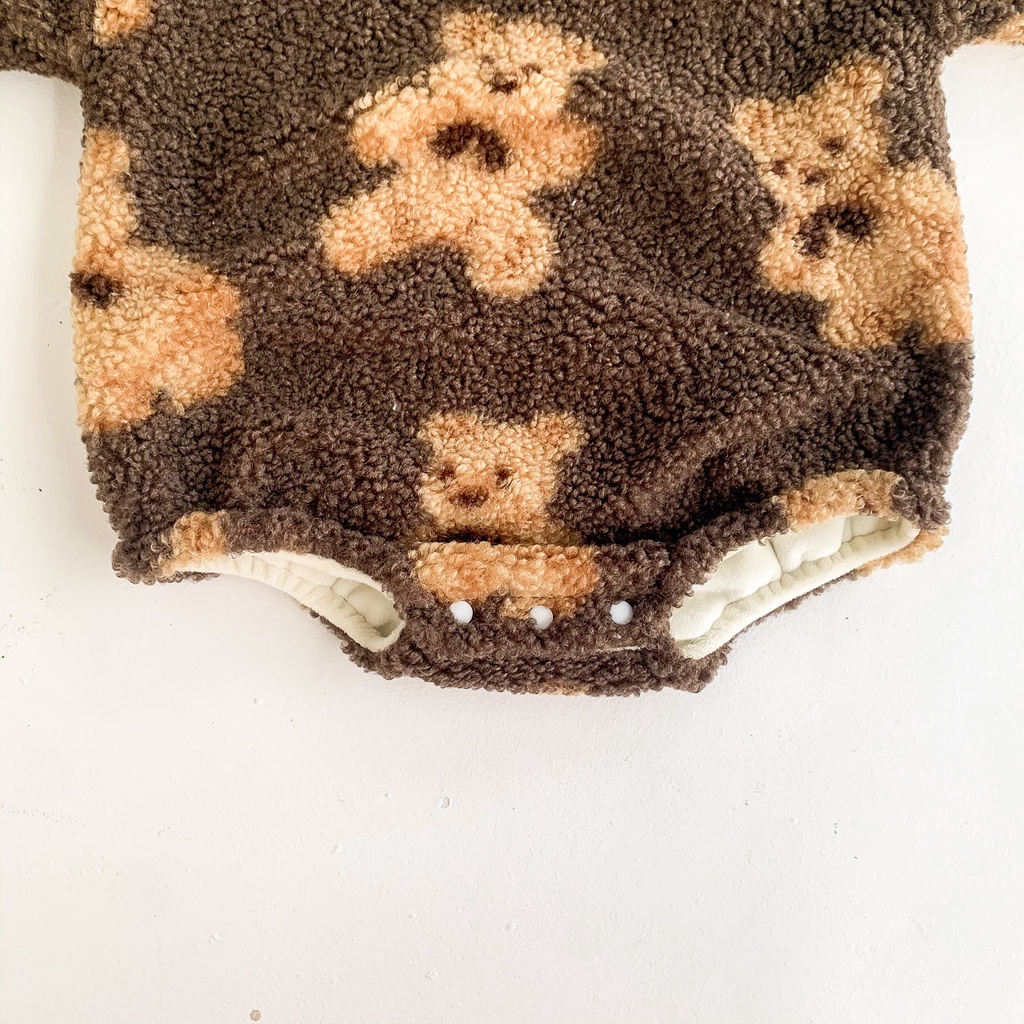 Áo liền quần tay dài phối lông dày thời trang mùa thu cho bé gái sơ sinh