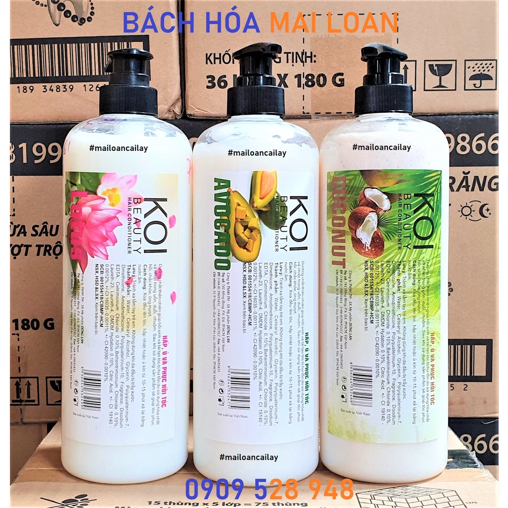 Kem hấp ủ tóc và phục hồi tóc KOI Beauty 1000g chai vòi