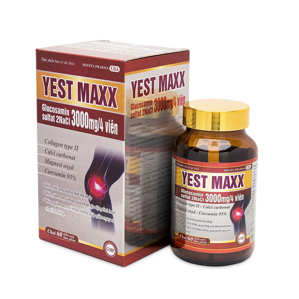 Viên uống bổ xương khớp Glucosamin 3000mg Yest Maxx giảm đau nhức mỏi xương khớp, giảm thoái hóa khớp
