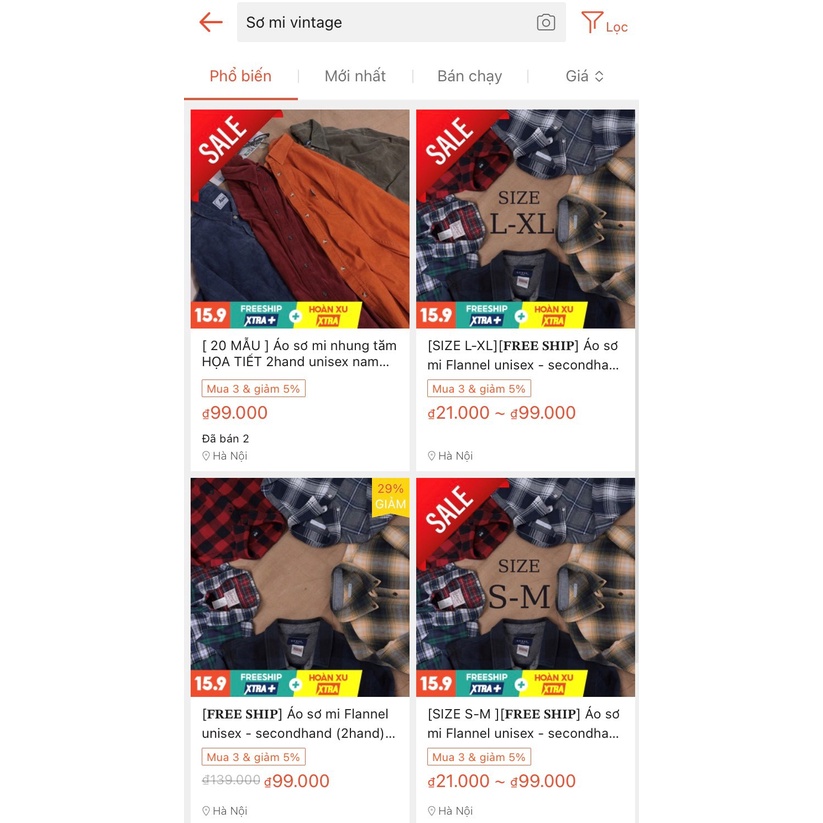 Áo sơ mi Flannel unisex - secondhand   - vintage, cổ điển