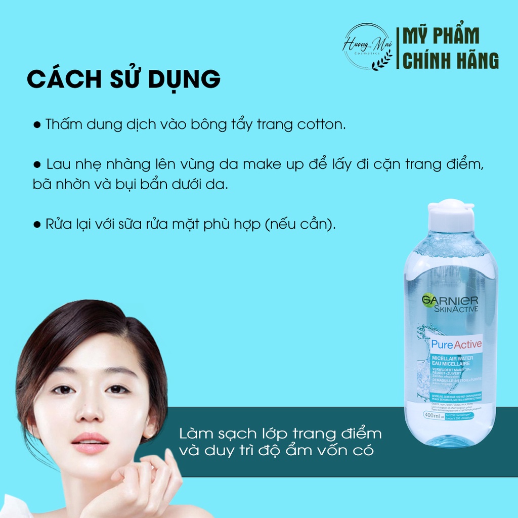 Nước tẩy trang Garnier Xanh ngọc Pure Active Solution Micellaire Tout en 1 400ml