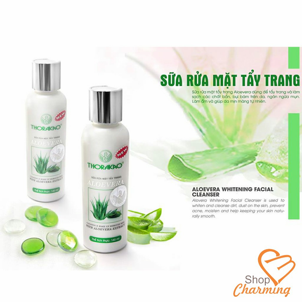 Sữa rửa mặt tẩy trang Alovera Thorakao 140g