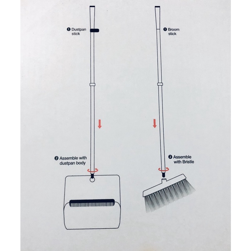 Bộ chổi quét nhà Inox Lock &amp; Lock ETM465 - dụng cụ quét rác 2 trong 1 đa năng