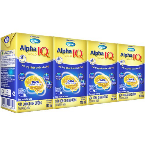 (FREESHIP50K)Sữa bột pha sẵn DIELAC ALPHA GOLD IQ 110ML - LỐC 4 HỘP