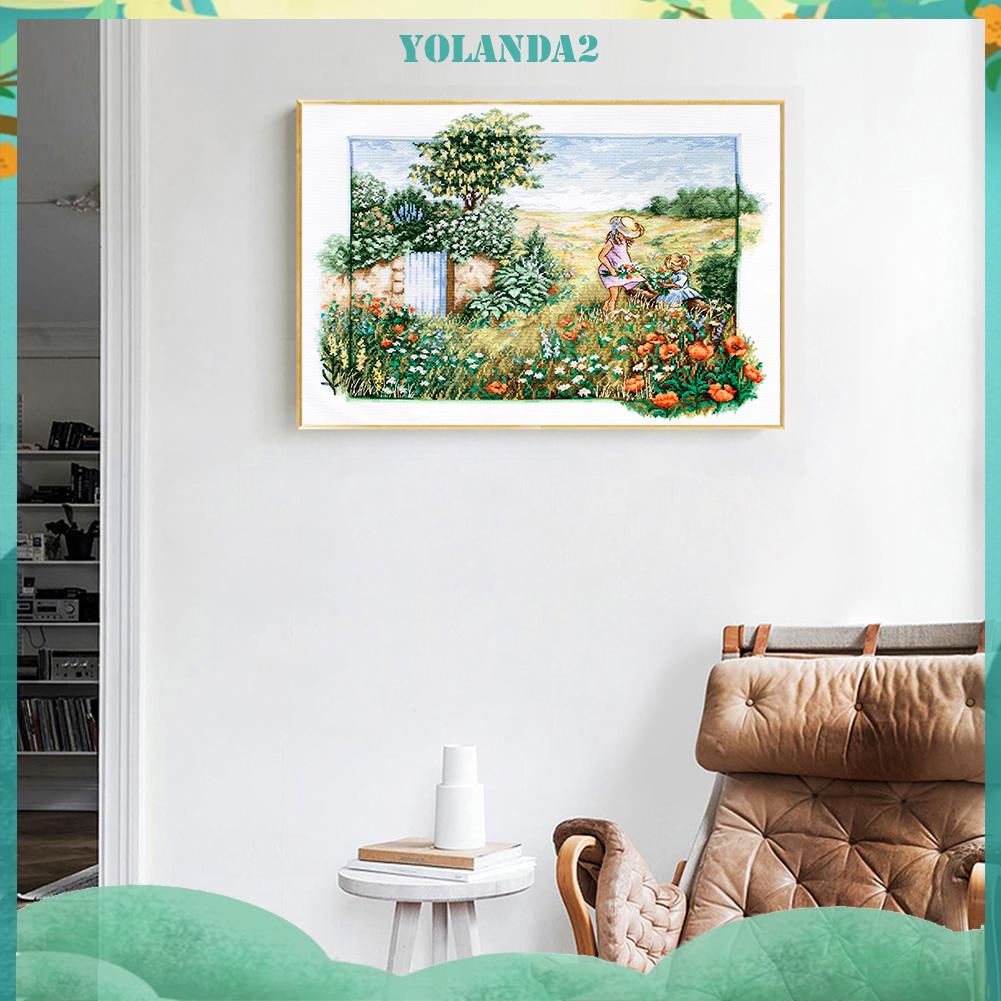 Tranh thêu chữ thập 11CT 3 sợi cotton hình khu vườn toàn diện đẹp mắt