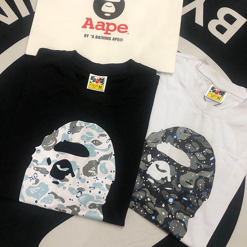 Áo Thun Tay Ngắn Cổ Tròn In Logo Bape Ape Ape Thời Trang Mùa Hè Cho Nam Và Nữ