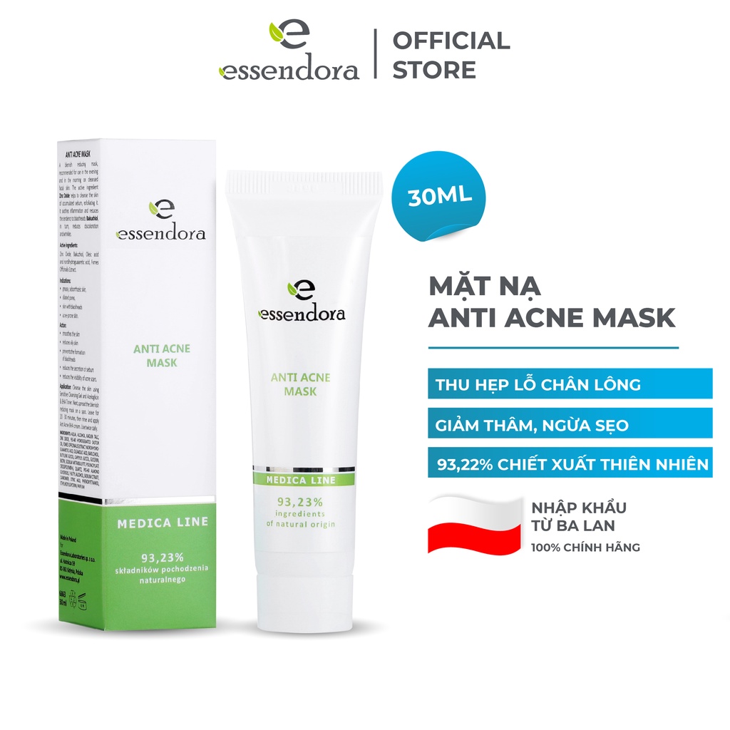 Mặt Nạ ESSENDORA Anti Acne Mask 30ml Chiết Xuất Từ Thiên Nhiên, Giúp Giảm Thâm, Mờ Sẹo, Kháng Khuẩn, Ngăn Ngừa Mụn