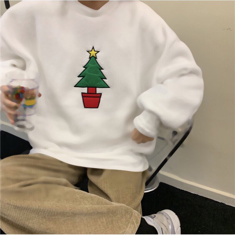 [Rẻ Vô Địch]Áo Sweater Nỉ Noel Thêu Hình Lớn Christmas Họa Tiết Dáng Rộng 2 Màu 🦋