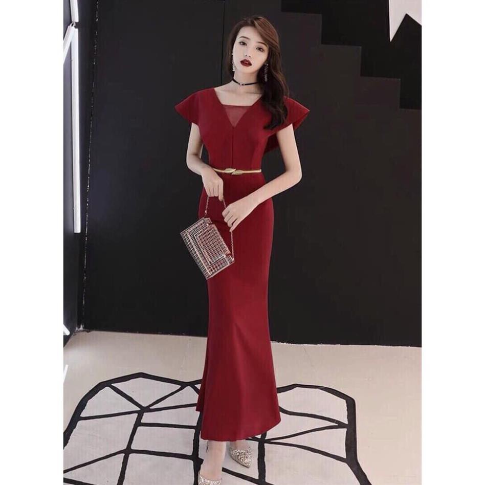 Váy Đầm Dạ Hội Màu Đỏ Cánh Tiên Cao Cấp Thun Nhập Sang Trọng Quý Phái