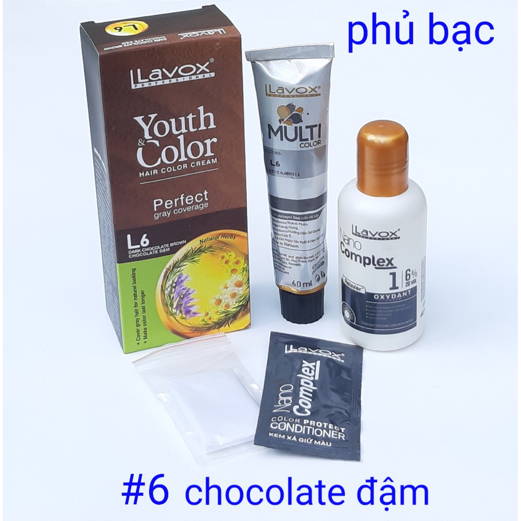 nhuộm phủ bạc Lavox 60ml x2 tự nhiên 100% màu thảo mộc cao cấp cover gray hair for natural herbs | BigBuy360 - bigbuy360.vn